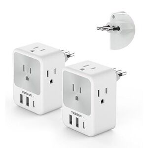 (22)Italy Power Adapter 2 Pack, TESSAN Italy Travel Plug Adapter with 4 Outlets